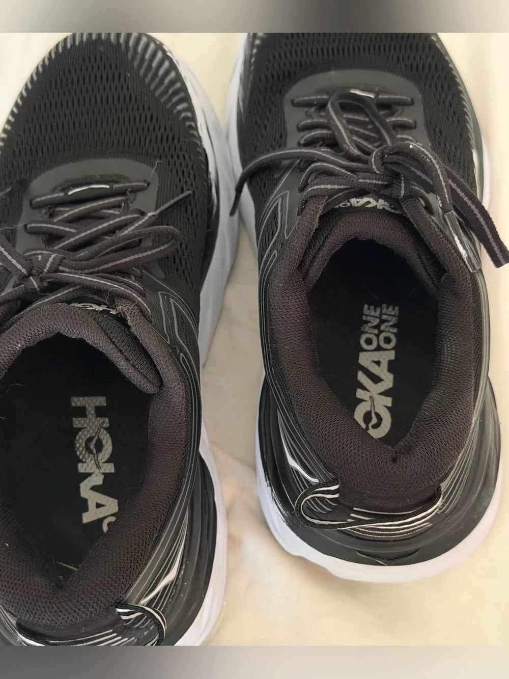 Hoka Women's Black and White Athletic Running Shoes